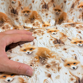 Digitrikoo: Ketut ja beiget kukat, luonnonvalkoinen - murrettu oranssi