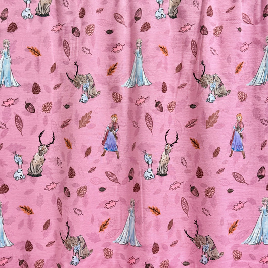 Frozen -trikookangas: Anna, Elsa ja lehdet, tumma vanha roosa
