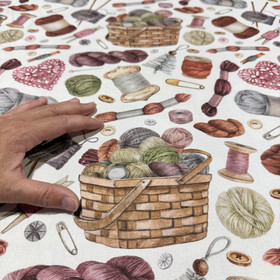 Canvas: Lankakori ja langat, luonnonvalkoinen - mauve - ruskea - vihreä