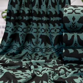 Kuviollinen merinovillaneulos: FOLK, vanha vihreä - musta 