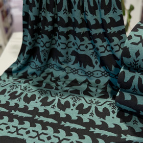 Kuviollinen merinovillaneulos: FOLK, vanha vihreä - musta 