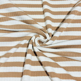 Leveä ribbitrikoo: Raidat, vaaleanruskea - luonnonvalkoinen 