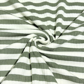 Leveä ribbitrikoo: Raidat, armeijanvihreä - luonnonvalkoinen 