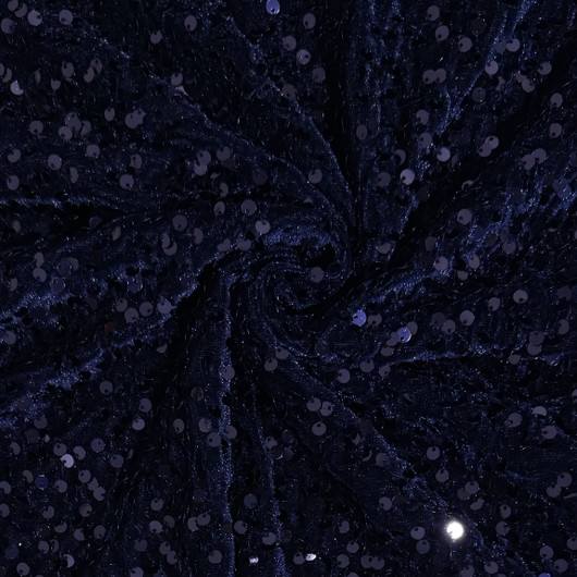 Joustava paljettisametti, tummansininen