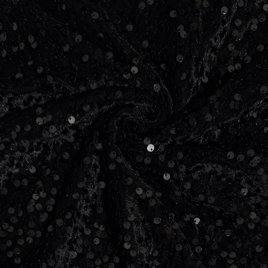 Joustava paljettisametti, musta 