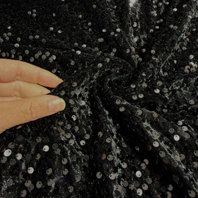 Joustava paljettisametti, musta 