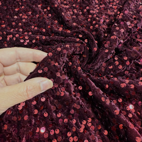 Joustava paljettisametti, viininpunainen