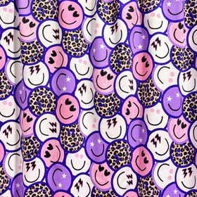 Digijoustocollege: Hymynaamat ja leopard, valkoinen - violetti - vaaleanpunainen 