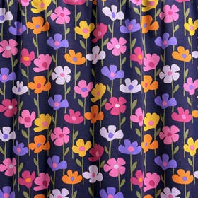 Digijoustocollege: Värikkäät kukat, tummansininen - monivärinen