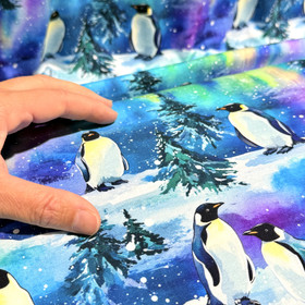 Digitrikoo: Pingviinit ja revontulet, turkoosi - violetti - sininen 