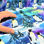 Digitrikoo: Pingviinit ja revontulet, turkoosi - violetti - sininen 