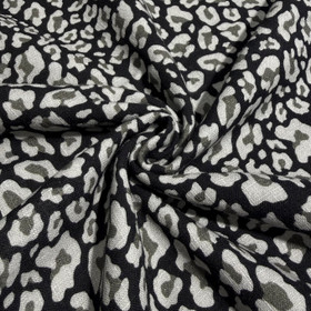Double gauze: Leopard, musta - vaaleanharmaa - harmaanvihreä