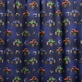 Digitrikoo: Punaiset, vihreät ja siniset piirretyt traktorit, tummansininen