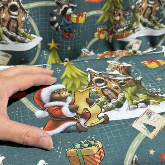 Digitrikoo: Eläinten joulu. petrooli - vihreä - punainen