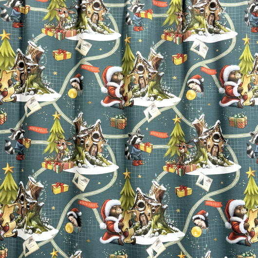 Digitrikoo: Eläinten joulu. petrooli - vihreä - punainen