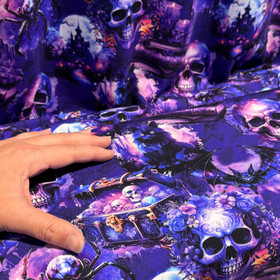 Digitrikoo: Pääkallot, hämähäkit ja kissat, violetti