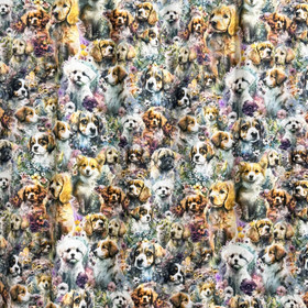 Digitrikoo: Koirat ja kukat, laventeli - ruskea - monivärinen