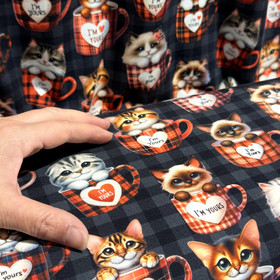 Digitrikoo: Kissat mukissa, harmaa - punainen 