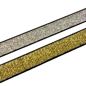 Glitterikuminauha 20mm, kulta/hopea