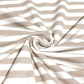 Trikoo: Raita 1cm, vaalea beige - valkoinen