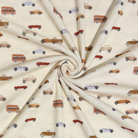 Ribbitrikoo: Autot, luonnonvalkoinen - ruskea - vaaleansininen 