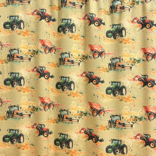 Digitrikoo: Pienet maalatut traktorit, vaalea oliivi - punainen - vihreä