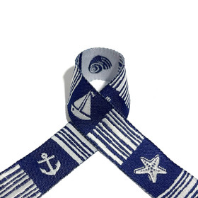 Prym: Kudottu nauha 15mm, raita, meritähti ja ankkurit