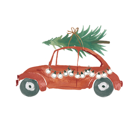 Kaverini silityskuva: Jouluauto, 10 cm x 14,5 cm 