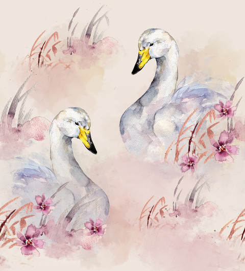 Hento Style: Puuvillatrikoo, Joutsenet, vaalea beige