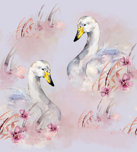 Hento Style: Puuvillatrikoo, Joutsenet, vaalea sinilila