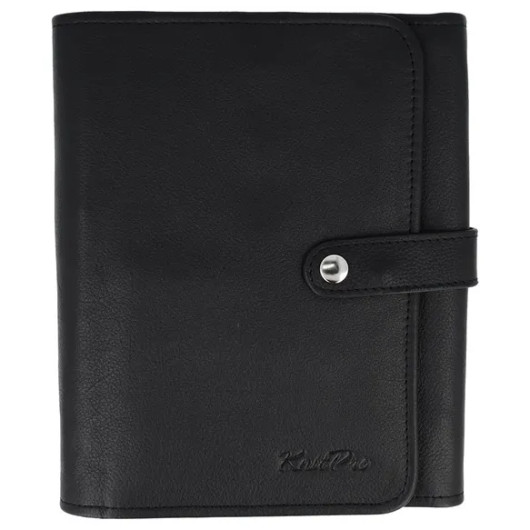 KnitPro: Nahkainen puikkokotelo, musta, 22,5 x 18,5 - 70 x 3cm