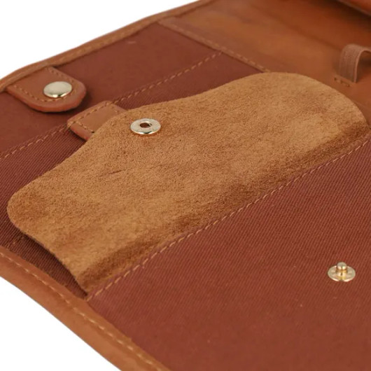 KnitPro: Nahkainen puikkokotelo, ruskea, 22,5 x 18,5 - 70 x 3cm