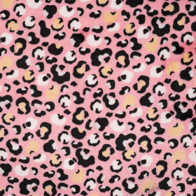 Polar fleece: Leopard vaaleanpunainen - okra - valkoinen