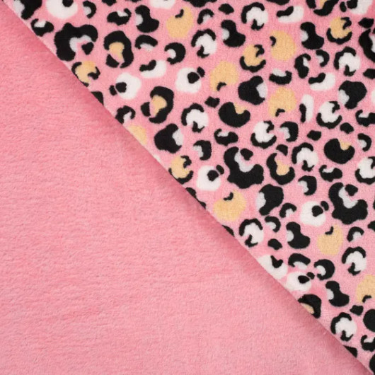 Polar fleece: Leopard vaaleanpunainen - okra - valkoinen
