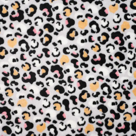 Polar fleece: Leopard hopeanharmaa - okra - vaaleanpunainen
