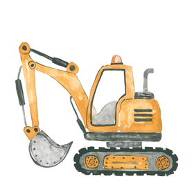 Kaverini silityskuva: Kaivuri, pieni 8cm ja iso 14,5cm