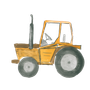 Kaverini silityskuva: Vanha keltainen traktori, pieni 8cm ja iso 14,5cm
