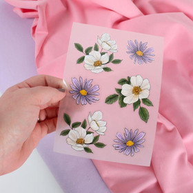 Ihka Clothing silityskuva: Kukkaset, laventeli & valkoinen 