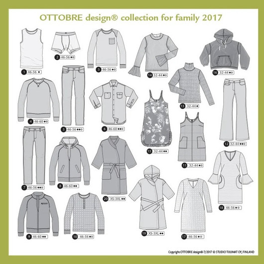 Ottobre design: Family, naiset 32-56 / miehet 46-56, 7/2017
