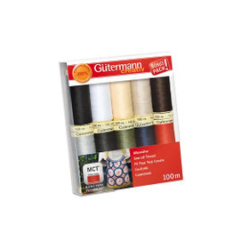 Gütermann Sew-all ompelulankasetti 10x100m, valkoinen - musta - punainen