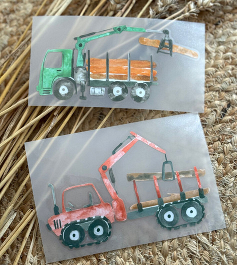 Kaverini silityskuva: Metsätraktori, 8 cm x 14,5 cm 