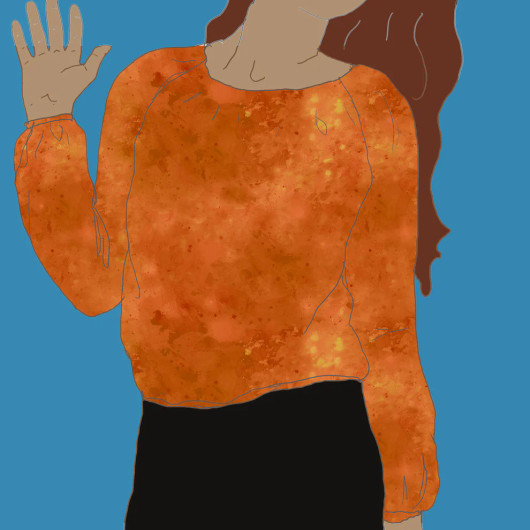 Merenneidon ompelimo: Hattarapilvi luomutrikoo,  ruoste