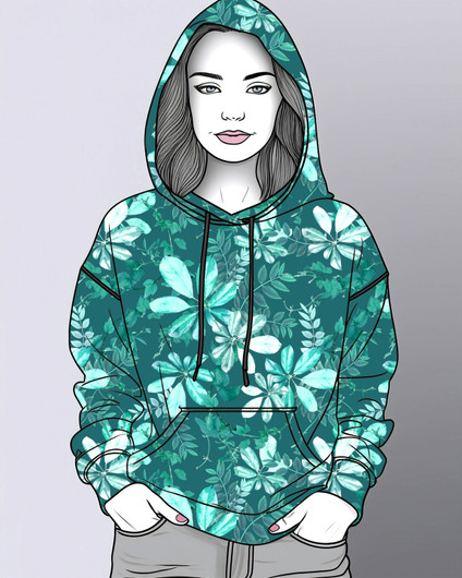 Uniikit: Lehtikierteet trikoo, turkoosinvihreä