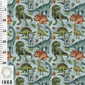 Ihka Clothing: My Dinosaur Friend luomupuuvillatrikoo, blue