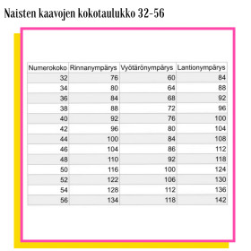 Unelmallinen, kaavapaketti: Sari housuhamekaava 32-56