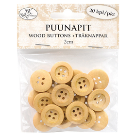 Puunappi lakattu 2cm, 20kpl