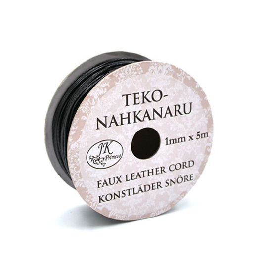 Keinonahkanyöri / tekonahkanaru 1mm x 5m, musta