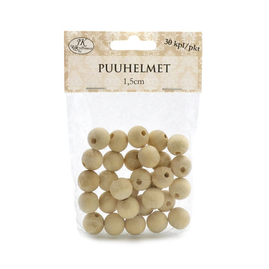Puuhelmi 1,5cm, 30kpl