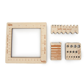 Katia: Puikkomitta / mallitilkkumitta / virkkuukoukkumitta / langan vahvuusmittari 4in1