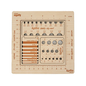 Katia: Puikkomitta / mallitilkkumitta / virkkuukoukkumitta / langan vahvuusmittari 4in1